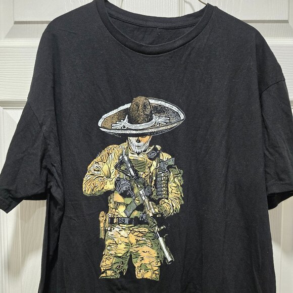 American Spartan Apparel Men's Tshirt XL Black W/Skelton in Camo - Picture 1 of 6